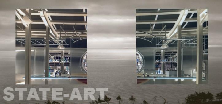 Фото коллаж нержавеющие конструкции на фоне моря